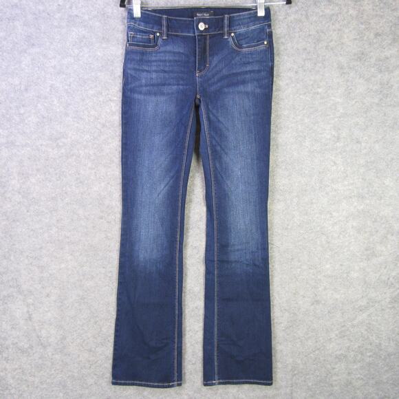 White House Black Market Jeans Womens 0 Blue Bootcut Boot Leg Denim Regular Fit - Picture 1 of 9